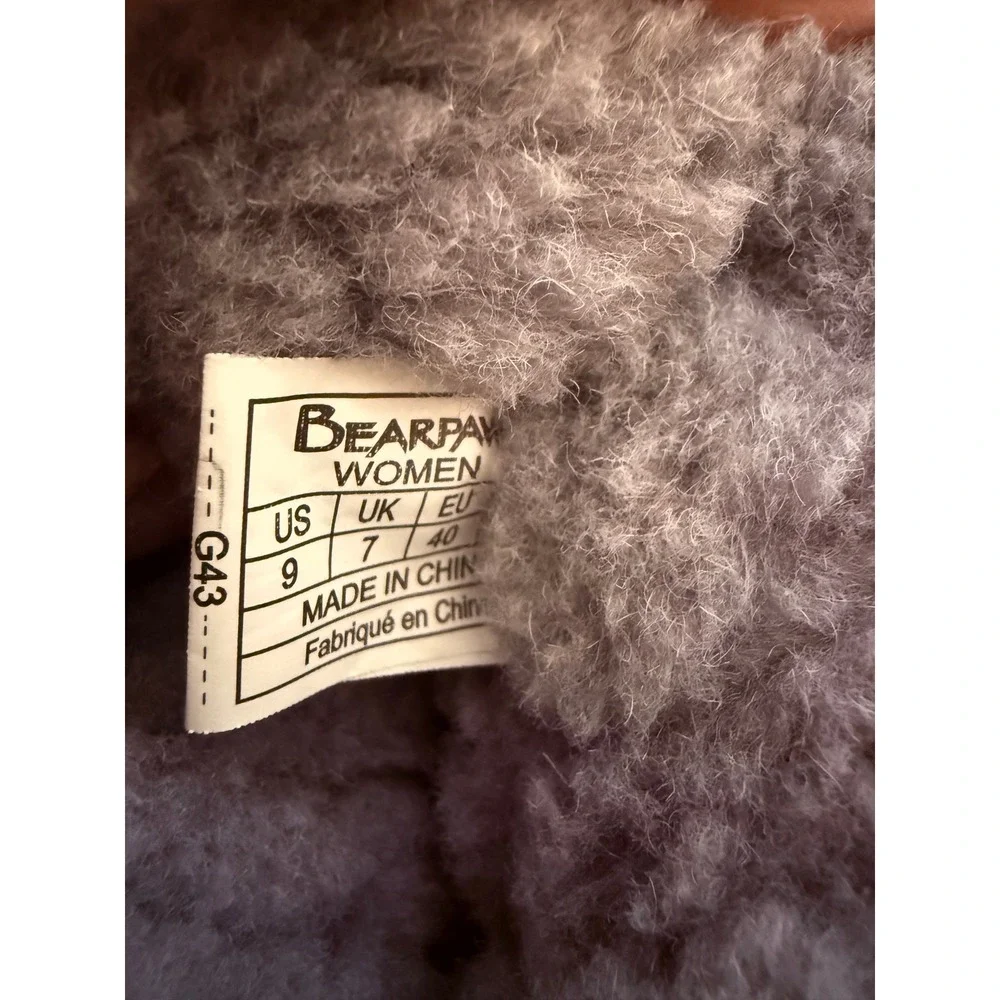 Bearpaw Women Grey Metallic Puffer Ankle Boots Faux Fur Lined Winter Size 9